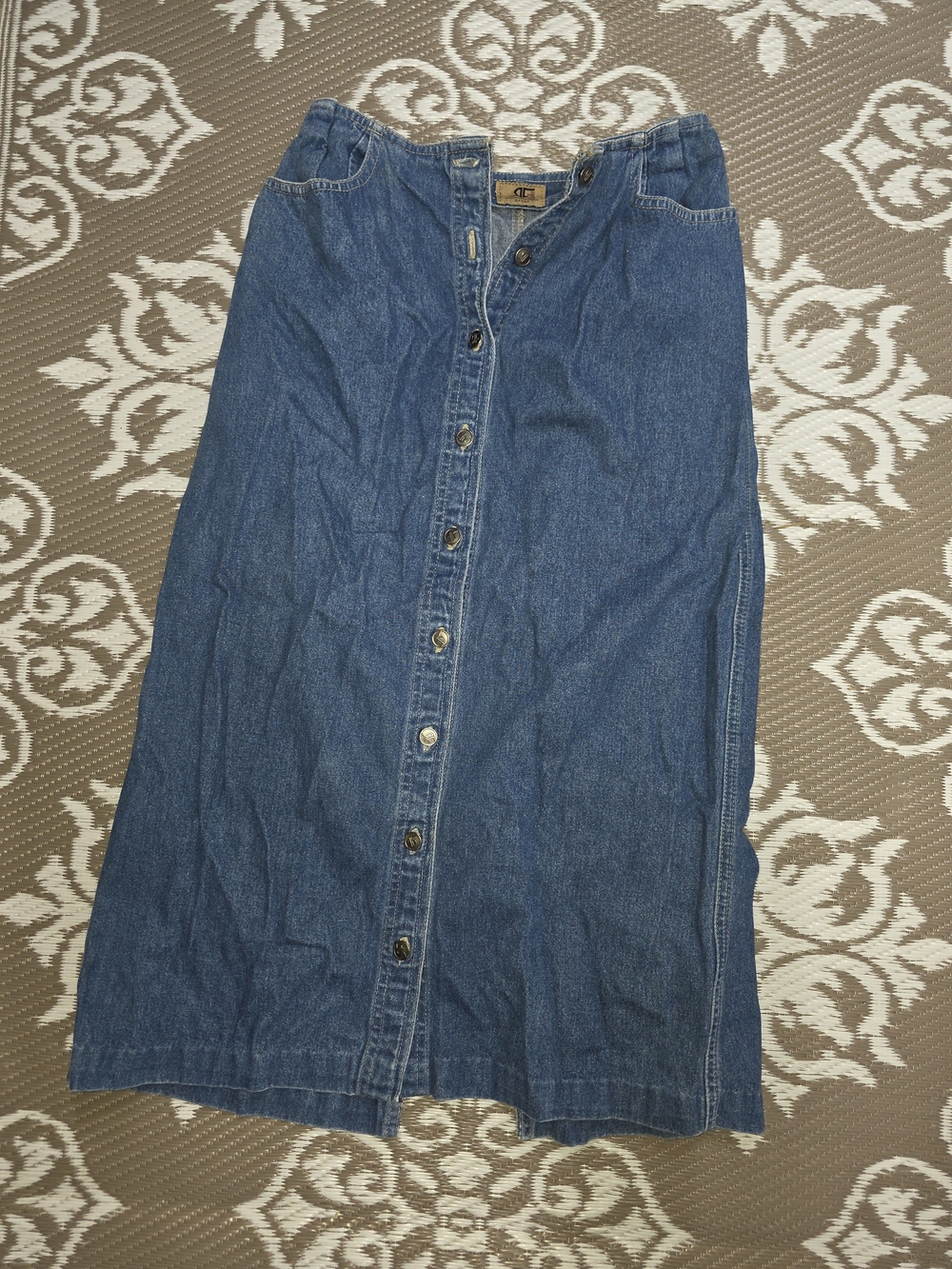 Rafaella Blue Button-Front Denim Midi Skirt
